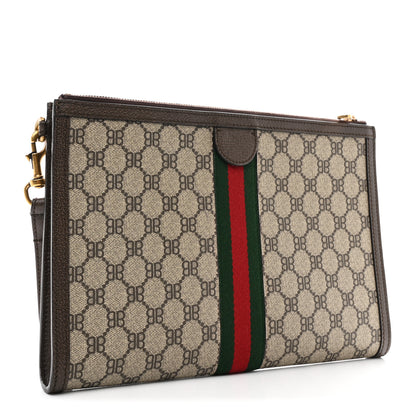 Gucci X BALENCIAGA BB Supreme Monogram Web Ophidia Wristlet Beige New Acero 3 of 8