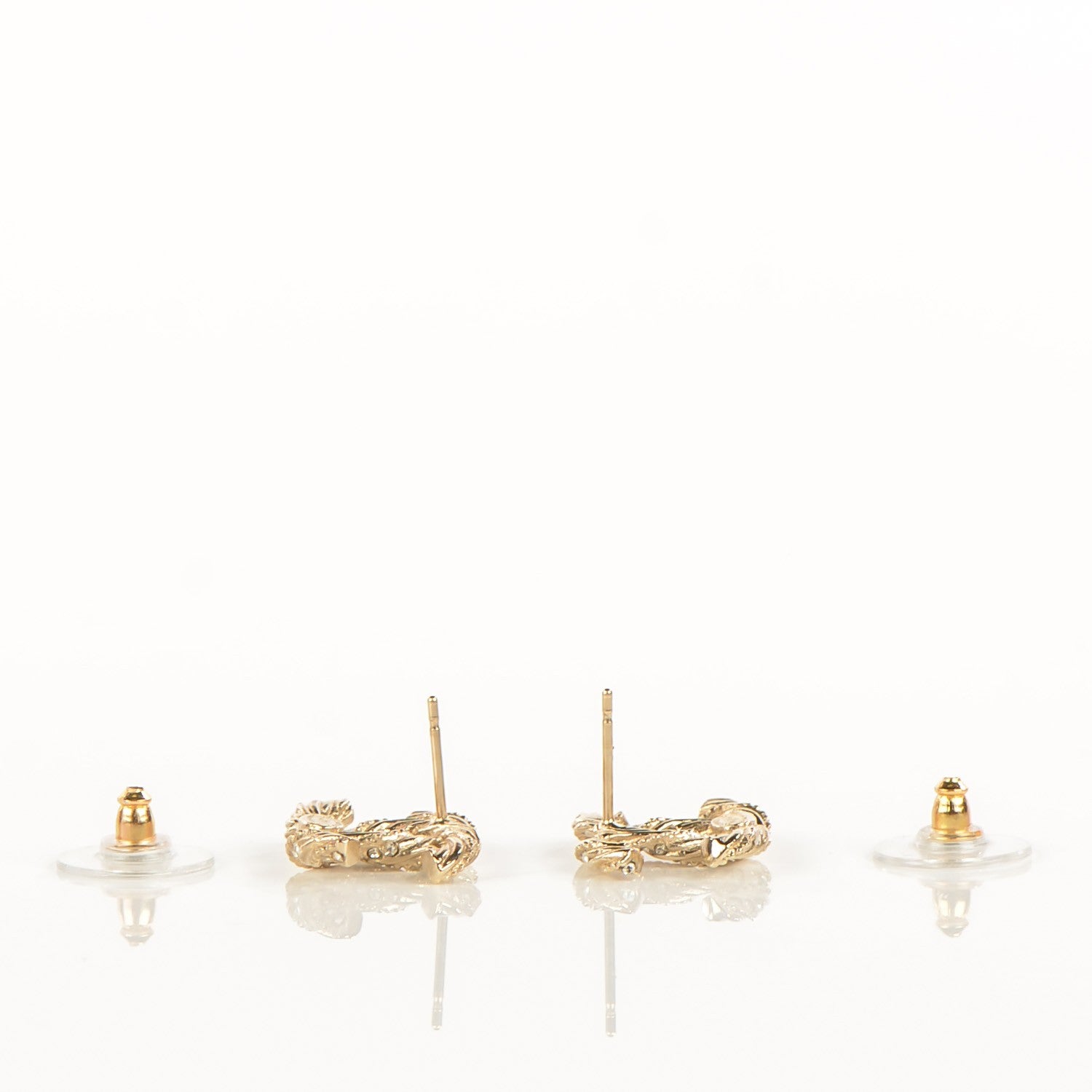 Chanel Crystal Twisted CC Earrings Gold 3 of 5