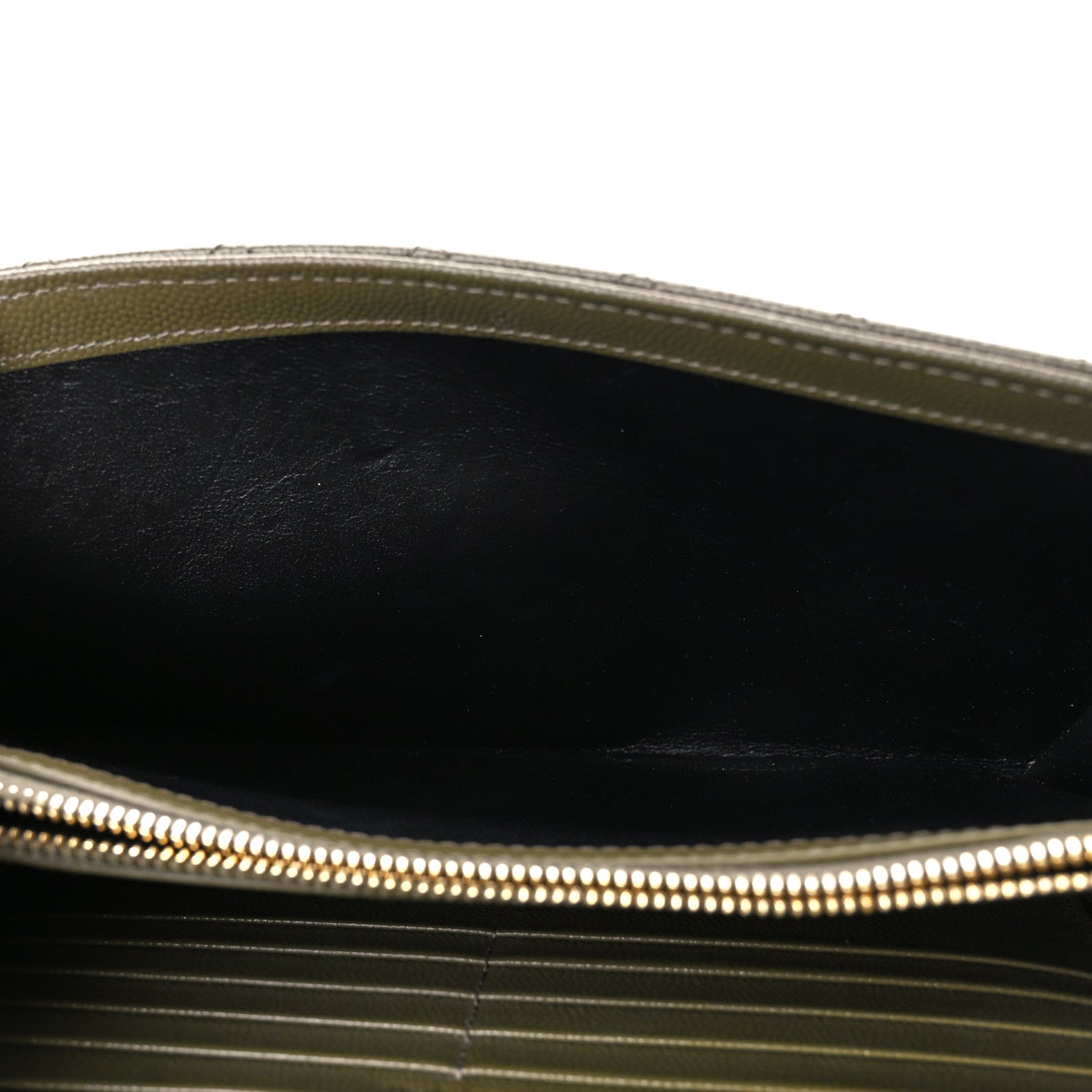 Saint Laurent Grain De Poudre Mixed Matelasse Triquilt Monogram Chain Wallet Kaki 8 of 11