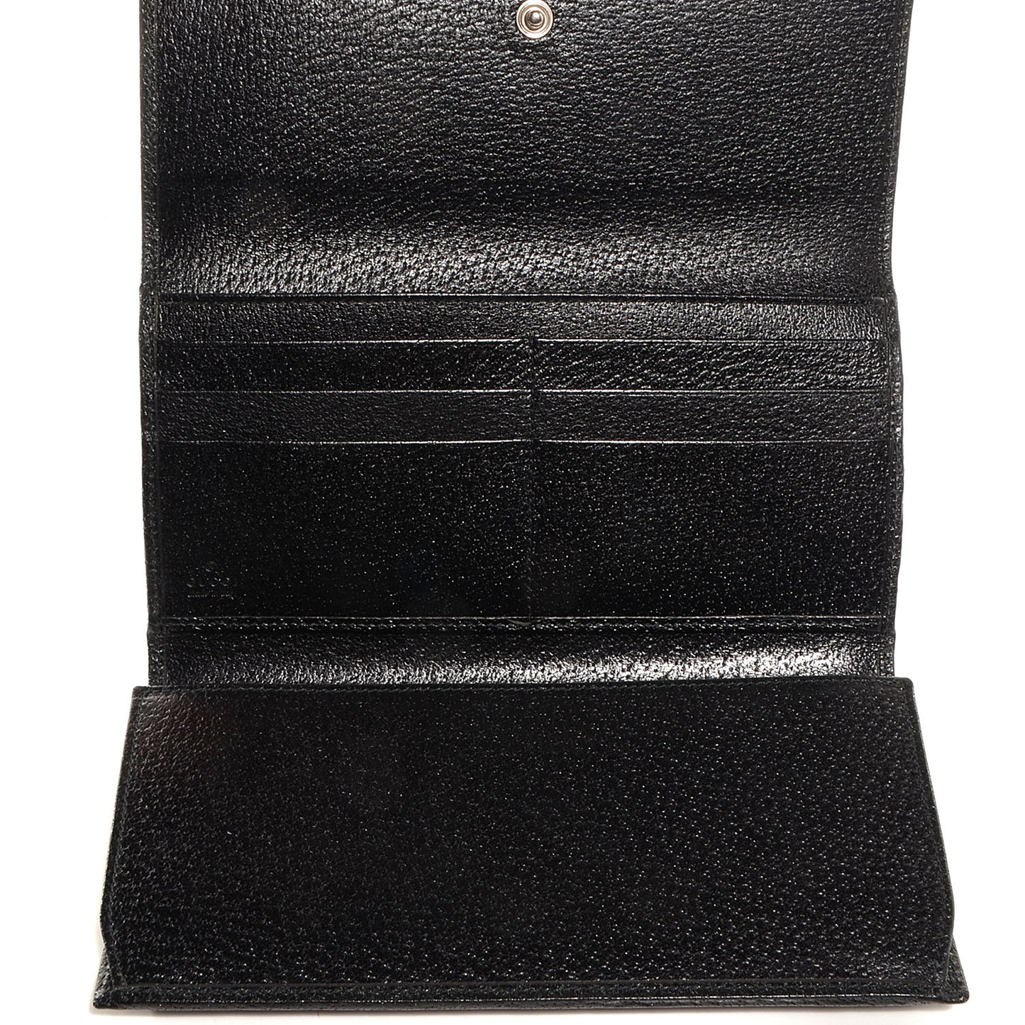 Leather Metal Bar Continental Wallet Black