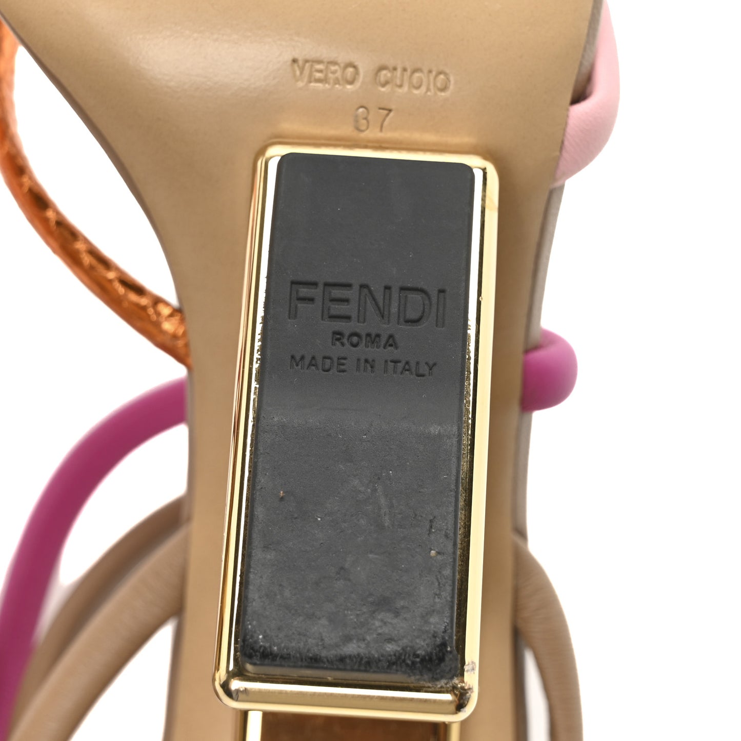 Nappa Metallic Ayers Fendi First 95mm Strappy Sandals 37 Rosa Geranio Albicocca