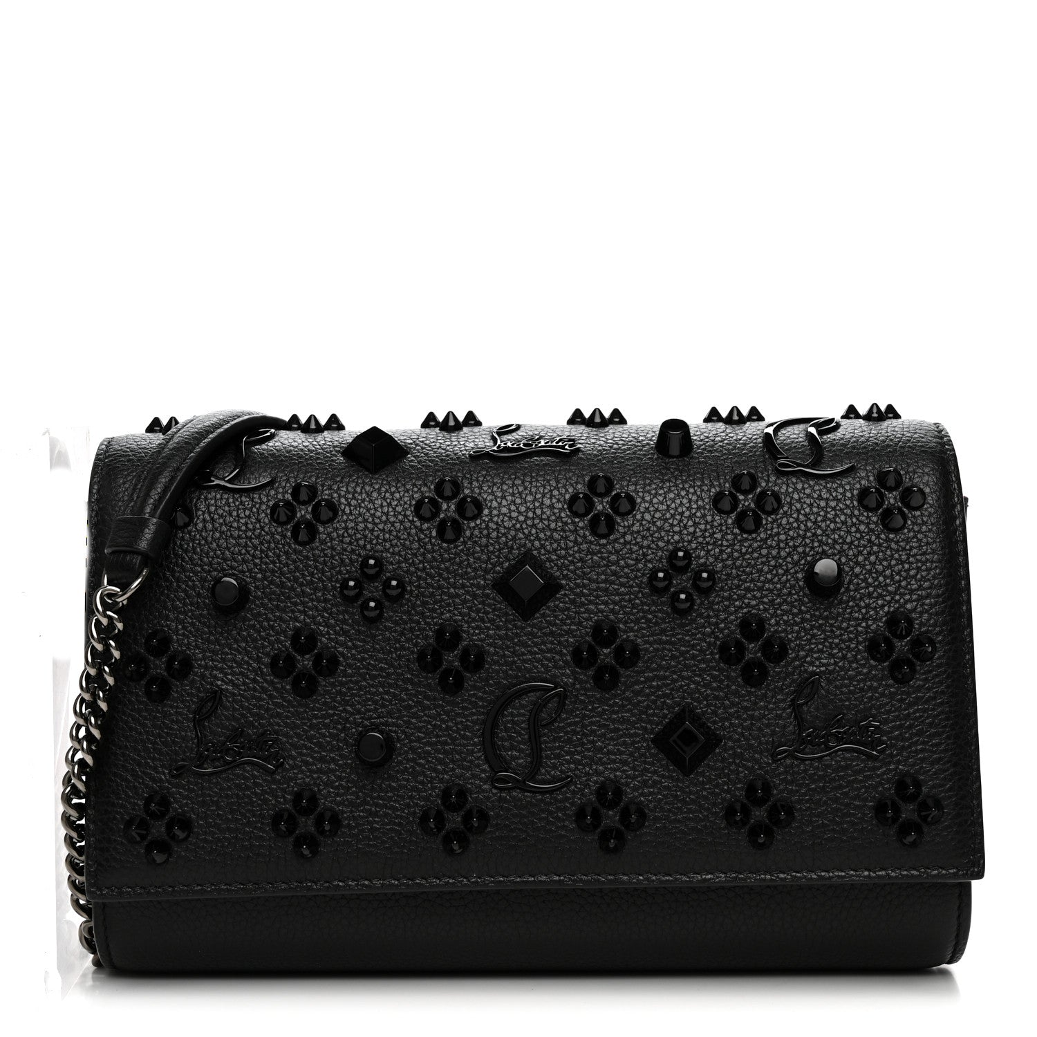 Christian Louboutin Calfskin Spikes Loubinthesky Paloma Clutch Black 1 of 11