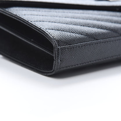 Saint Laurent Grain De Poudre Matelasse Chevron Monogram Chain Wallet Black 9 of 11