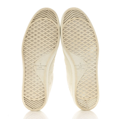 Louis Vuitton Grained Calfskin Embossed Monogram Mens Luxembourg Sneakers 10.5 White 5 of 11