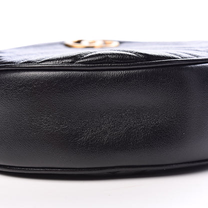 Gucci Azalea Calfskin Matelasse Heart Mini GG Marmont Round Shoulder Bag Black 10 of 11