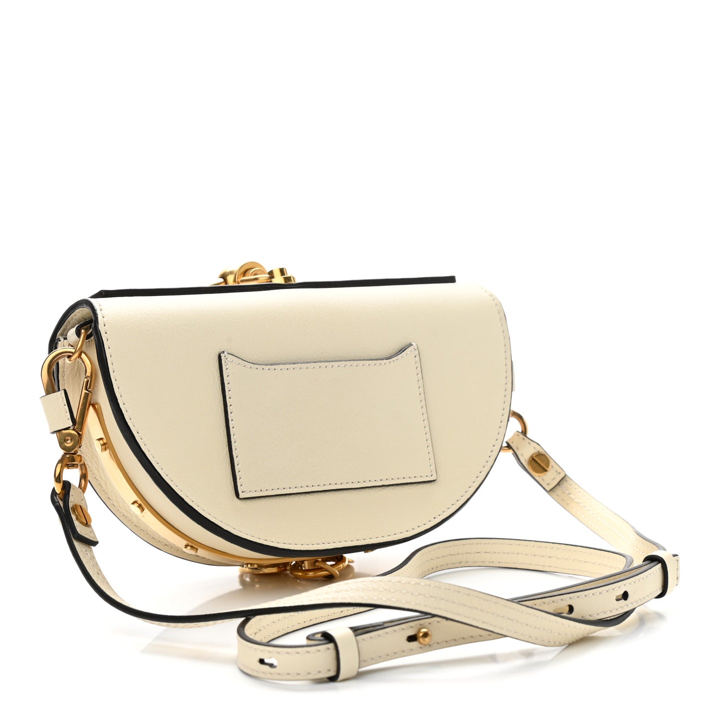 Calfskin Small Nile Bracelet Minaudiere Bag Off White