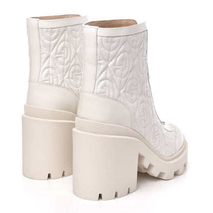 Gucci Calfskin Nappa Rhombus Quilted Trip Ankle Boots 36.5 Great White 4 of 9