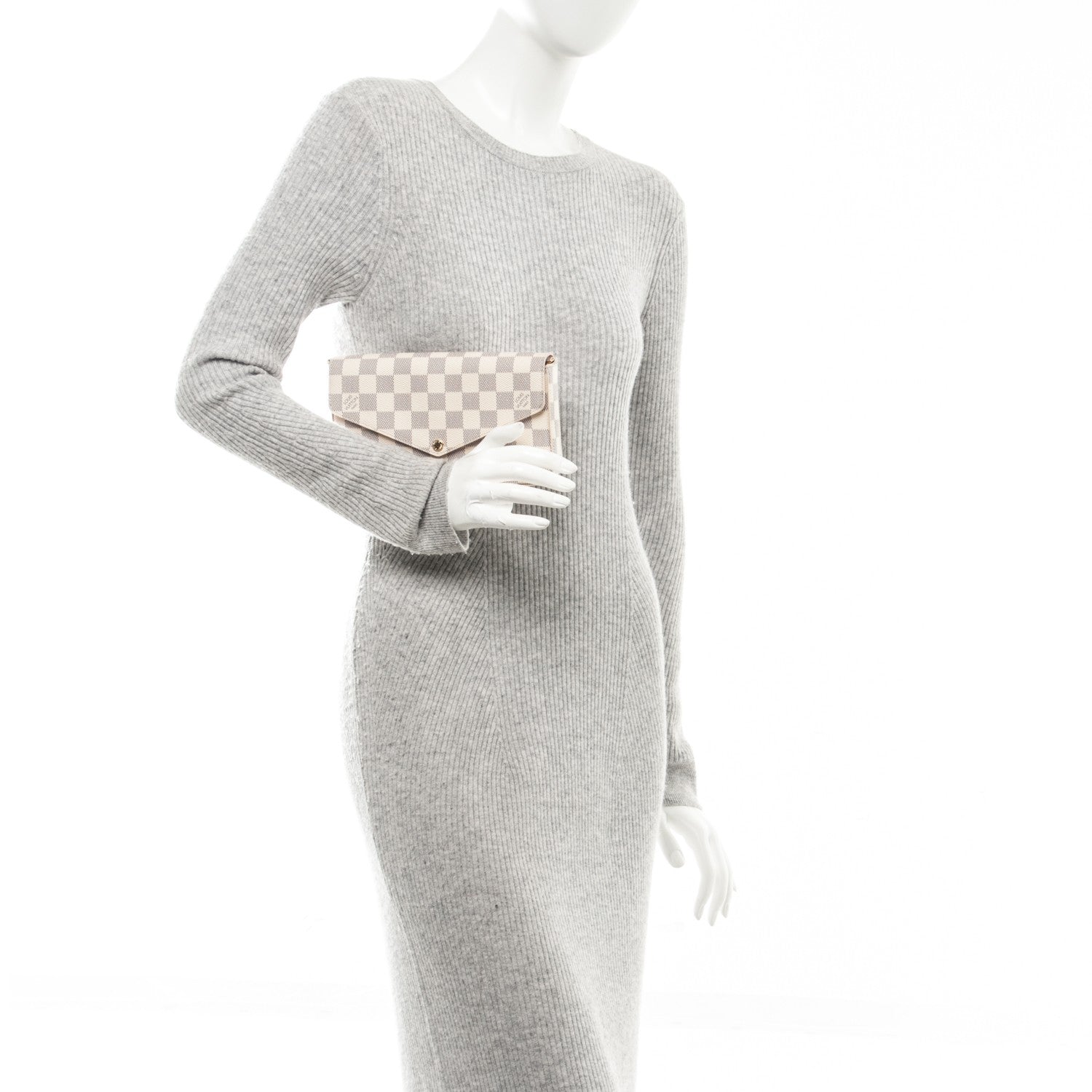 Louis Vuitton Damier Azur Pochette Felicie Chain Wallet Rose Ballerine 2 of 7