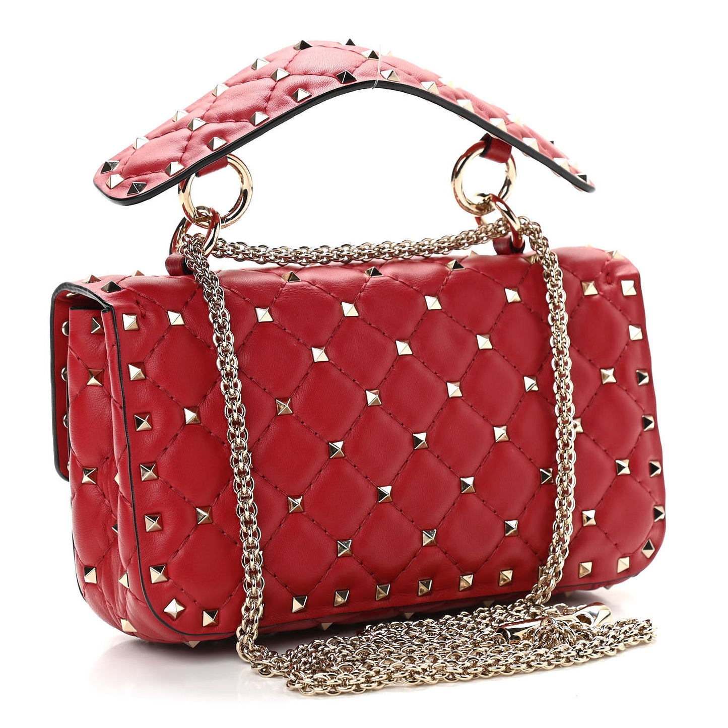 Nappa Small Rockstud Spike Shoulder Bag Rosso Valentino