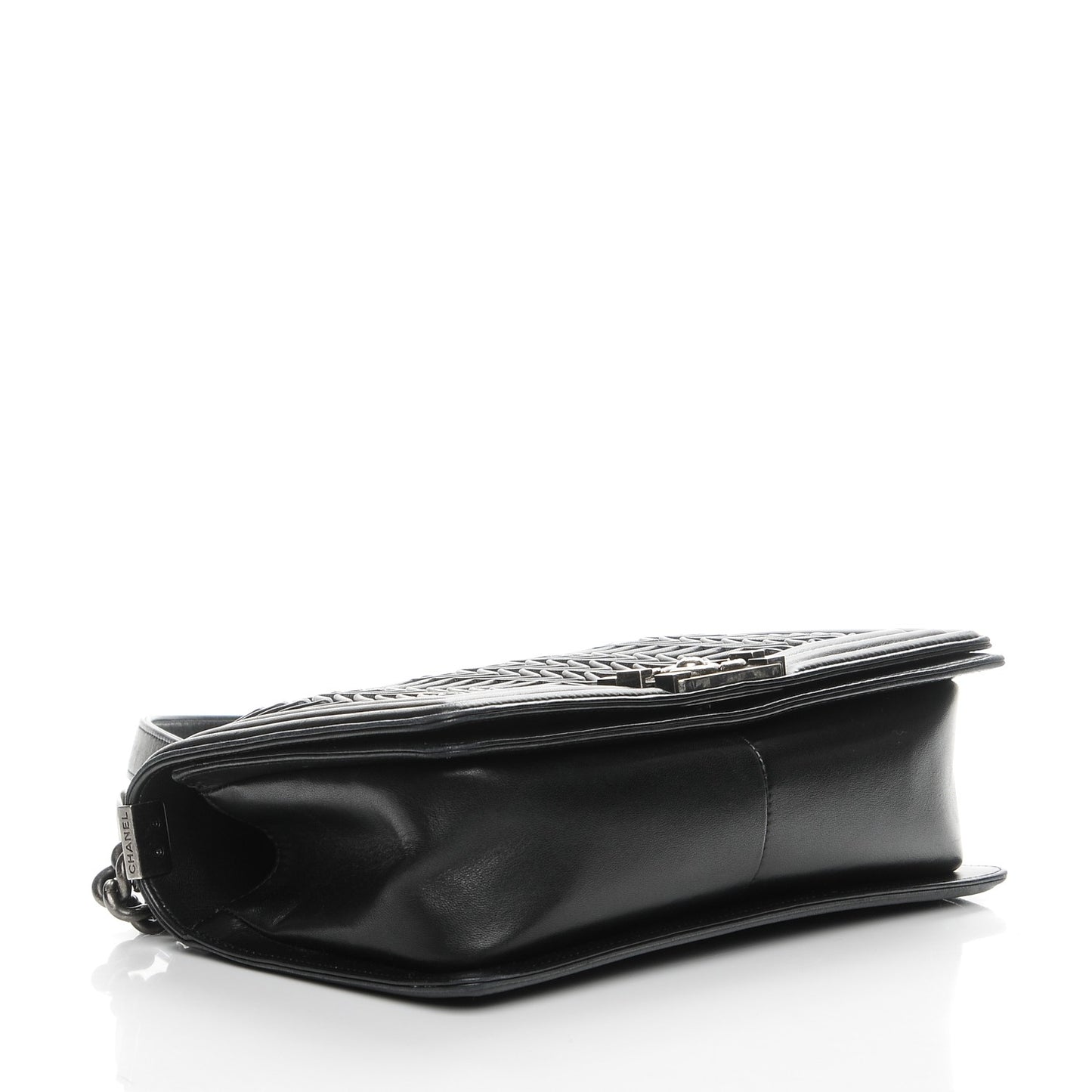 Calfskin Pleated Medium Boy Flap Black