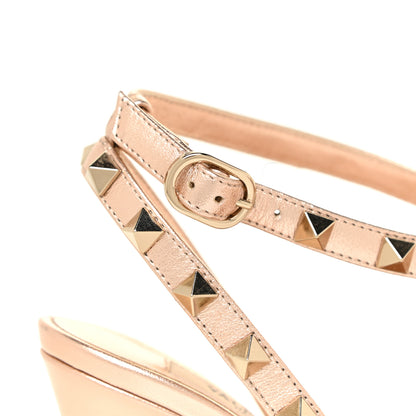 Valentino Garavani Metallic Nappa Sequin Liquid Metal Rockstud Ankle Strap Pumps 38.5 Rame Poudre 11 of 12