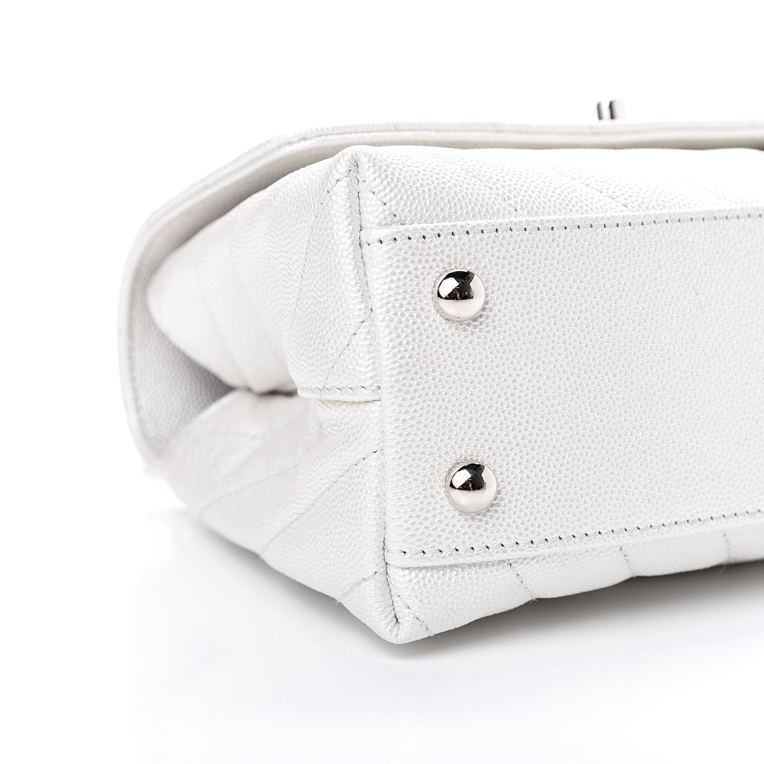 Chanel Iridescent Caviar Chevron Quilted Mini Coco Handle Flap White 8 of 11
