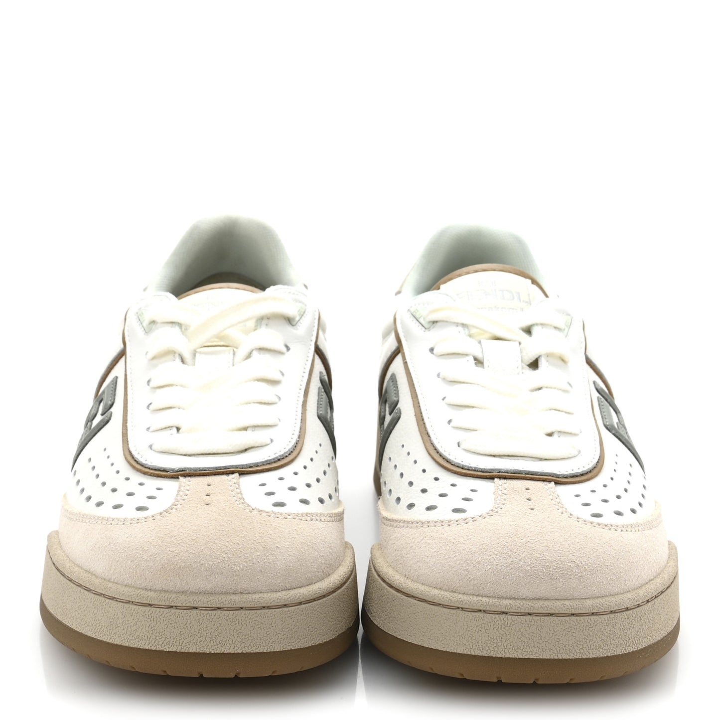 Suede Calfskin Womens Fendi Match Low Top Sneakers 39.5 White