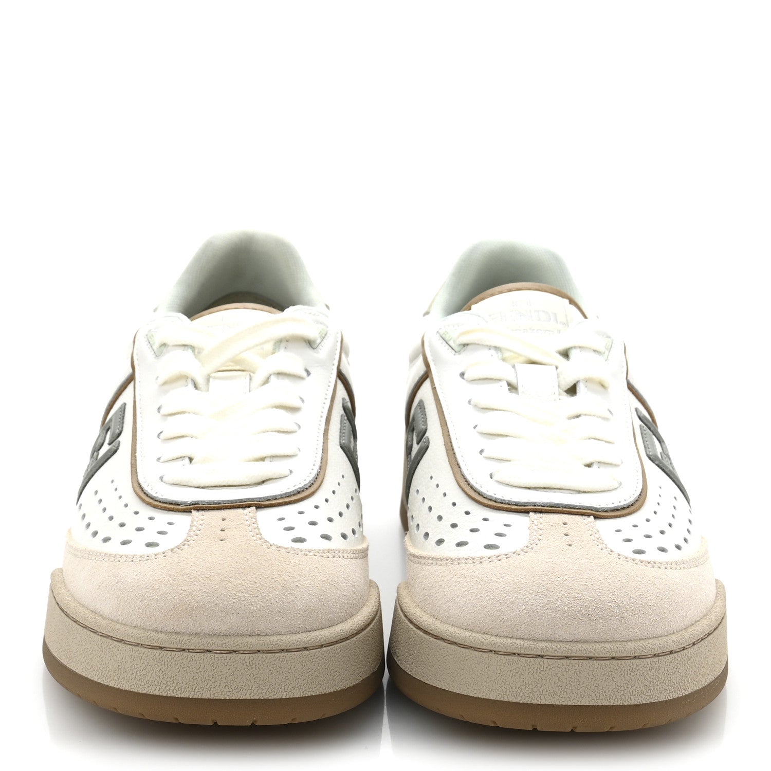 Fendi Suede Calfskin Womens Fendi Match Low Top Sneakers 39.5 White 3 of 9