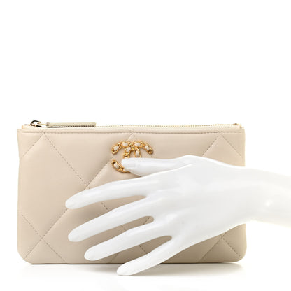 Chanel Goatskin Quilted Small Chanel 19 Pouch White 2 of 7