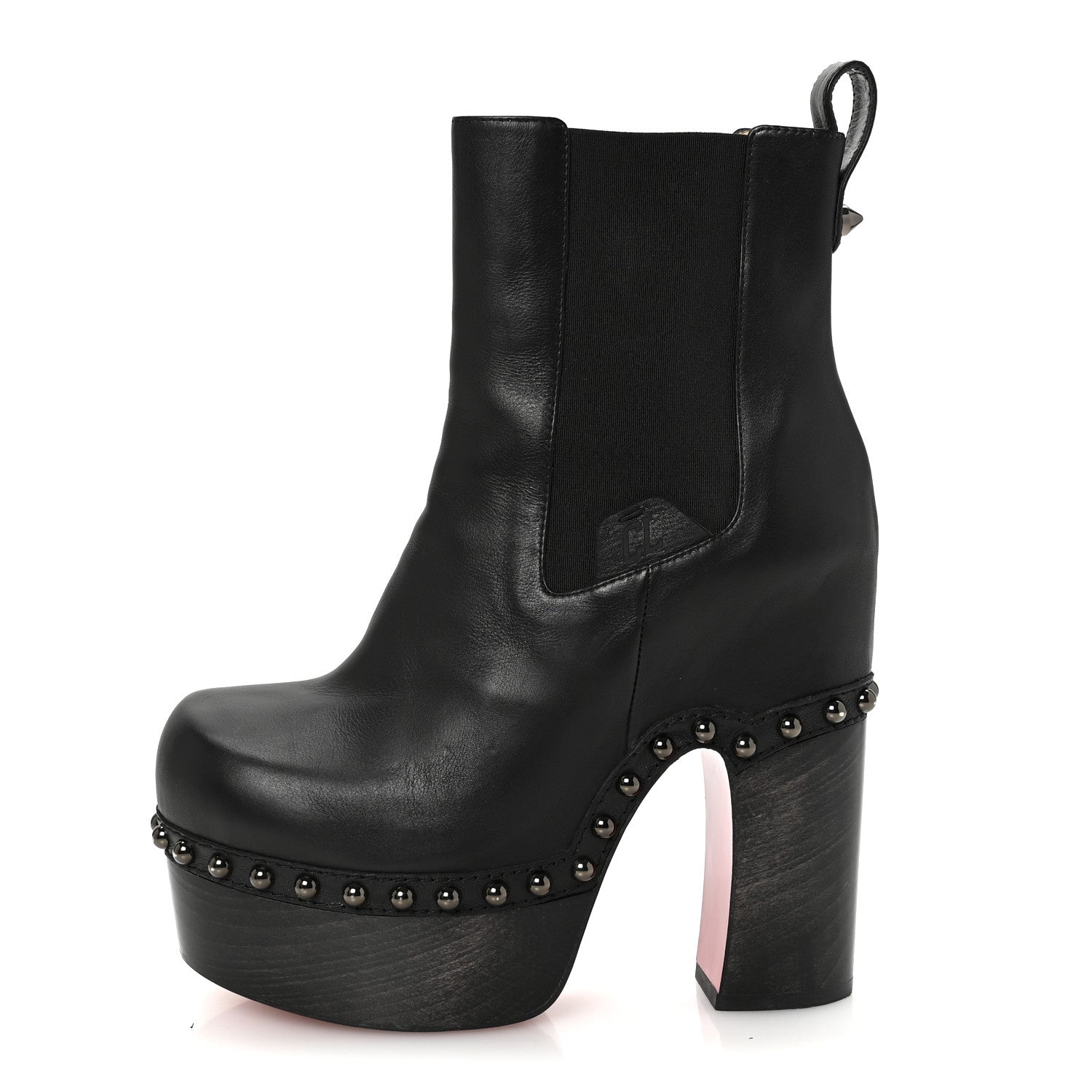 Christian Louboutin Calfskin Studded Joan 130 Booties 37.5 Black 1 of 8