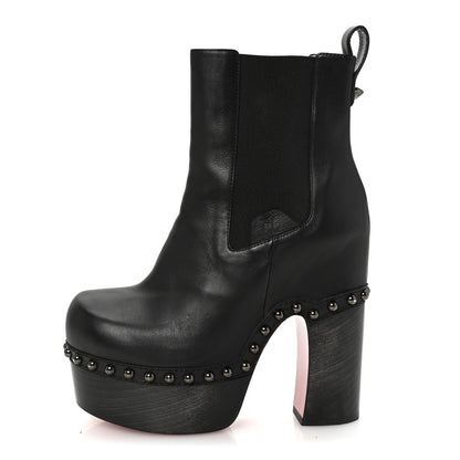 Christian Louboutin Calfskin Studded Joan 130 Booties 37.5 Black 1 of 8
