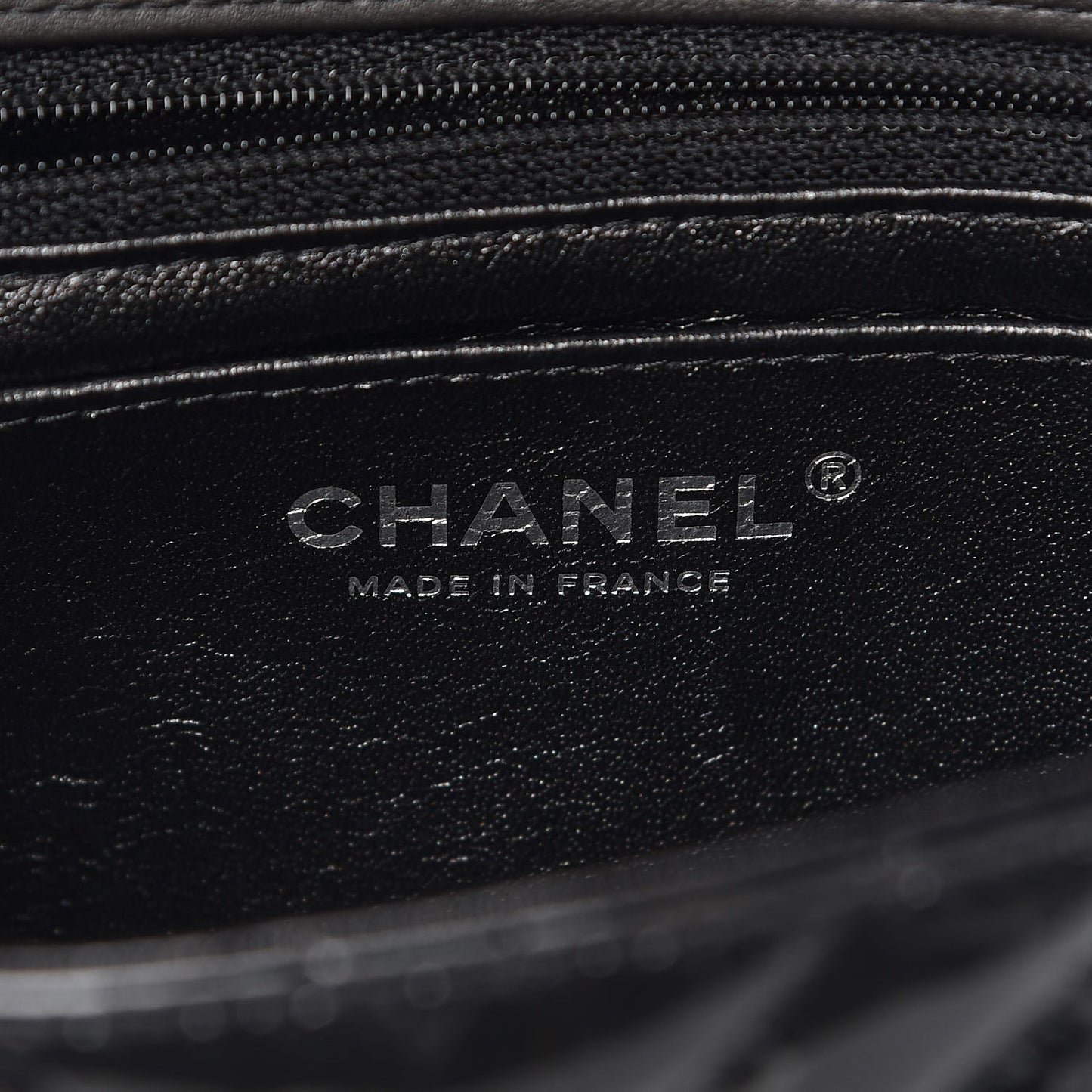 Patent Metallic Crumpled Calfskin Chevron Quilted Mini Rectangular Flap So Black