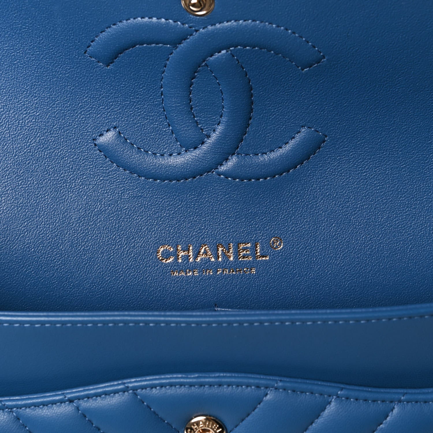 Chanel Lambskin Chevron Quilted Medium Double Flap Blue 5 of 14