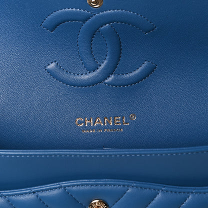 Chanel Lambskin Chevron Quilted Medium Double Flap Blue 5 of 14