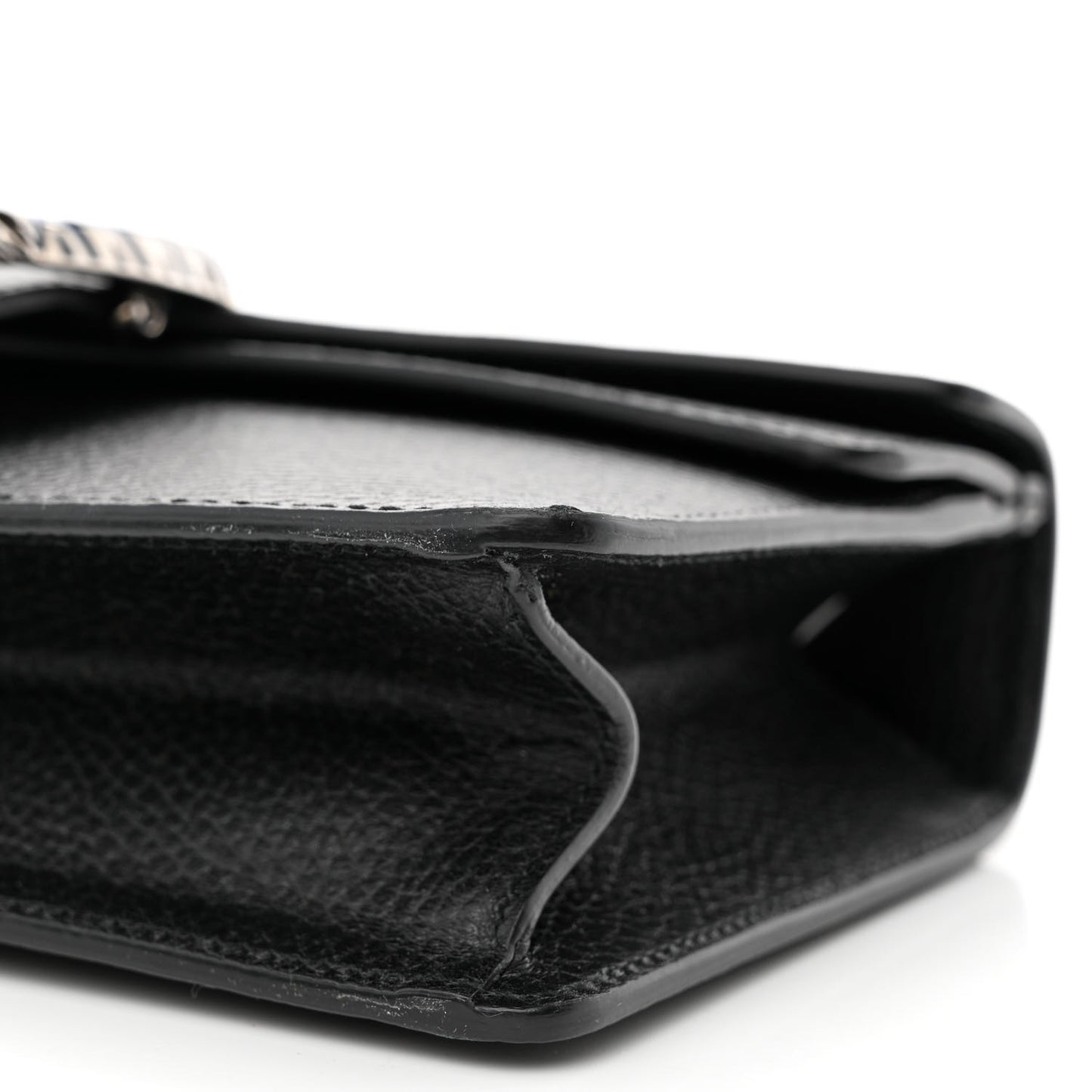 Dollar Calfskin Enamel Small Dionysus Shoulder Bag Black Electric Blue
