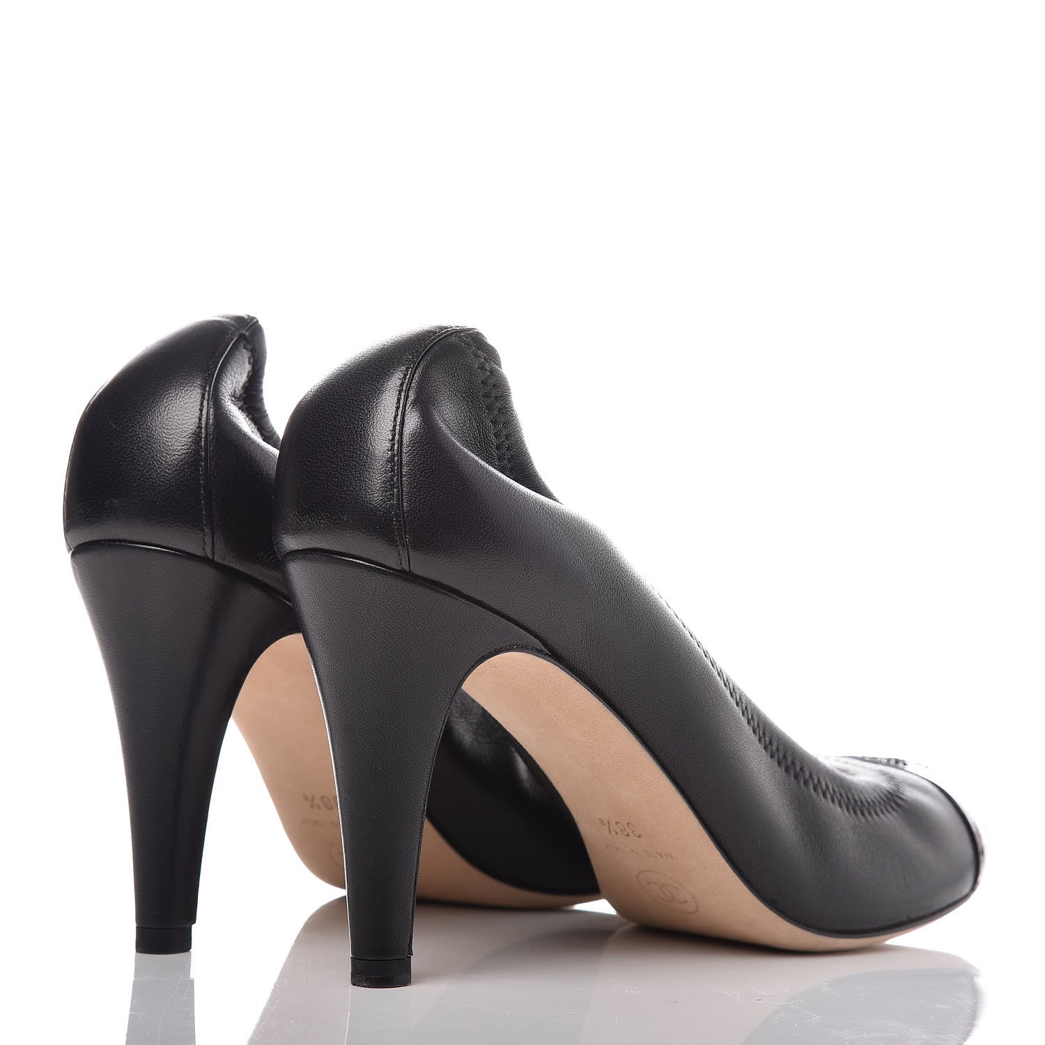 Chanel Lambskin Patent CC Elastic Pumps 38.5 Black 4 of 12