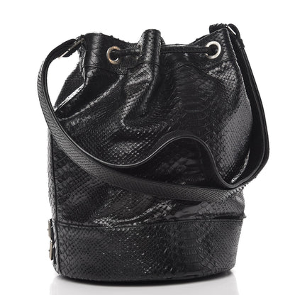 Saint Laurent Python Medium Rider Bucket Bag Black 3 of 8