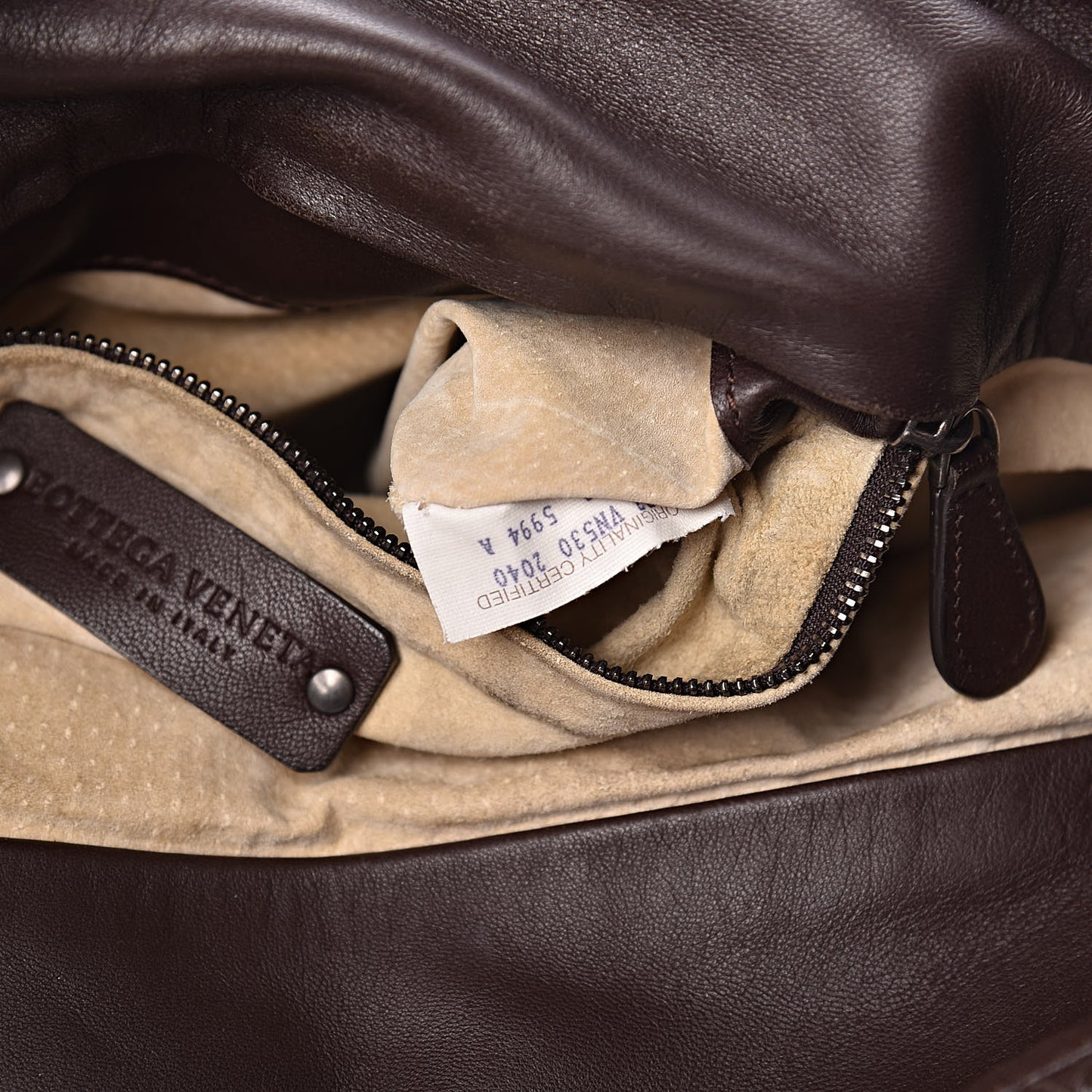 Nappa Intrecciato Pleated Tote Ebano