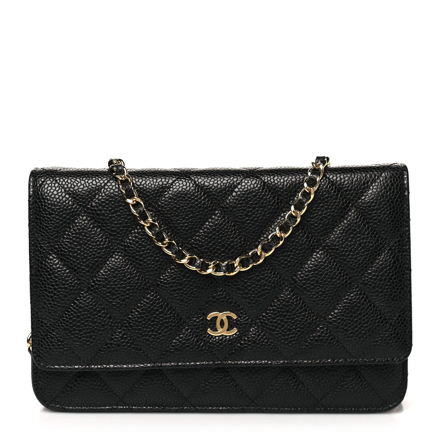 Caviar Quilted Wallet on Chain WOC Black