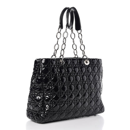 Christian Dior Patent Cannage Large Dior Soft Shopping Tote Black 3 of 7