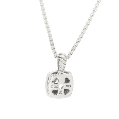David Yurman Sterling Silver Diamond Prasiolite 7mm Petite Albion Pendant Necklace 4 of 5