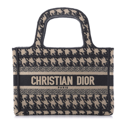Christian Dior Canvas Houndstooth Embroidered Mini Book Tote Black 1 of 7
