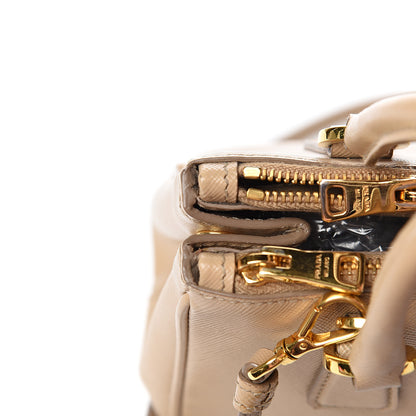 Prada Saffiano Lux Micro Galleria Double Zip Tote Sabbia 11 of 12