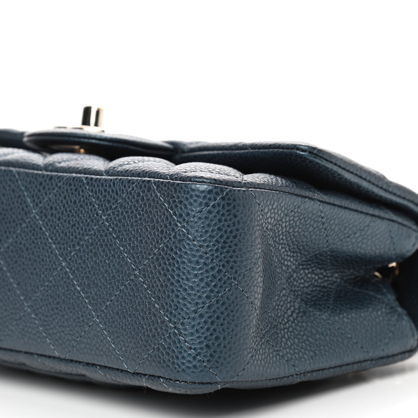 Iridescent Caviar Quilted Mini Rectangular Flap Dark Blue