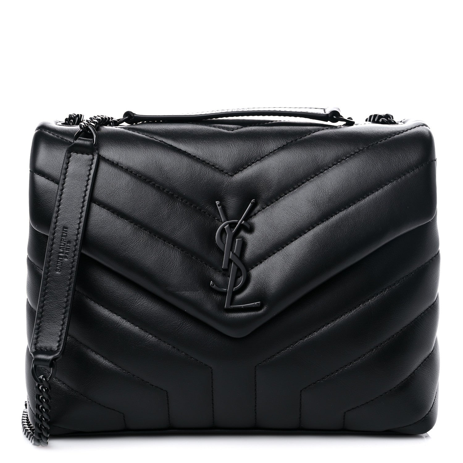 Saint Laurent Calfskin Y Quilted Monogram Monochrome Small Loulou Chain Satchel Black 1 of 9