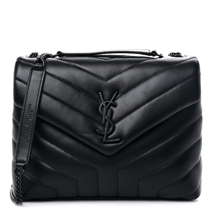 Saint Laurent Calfskin Y Quilted Monogram Monochrome Small Loulou Chain Satchel Black 1 of 9
