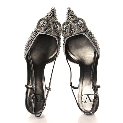 Valentino Garavani Metallic Nappa Crystal Vlogo Glow Slingback 80mm Pumps 39 Grey 2 of 9