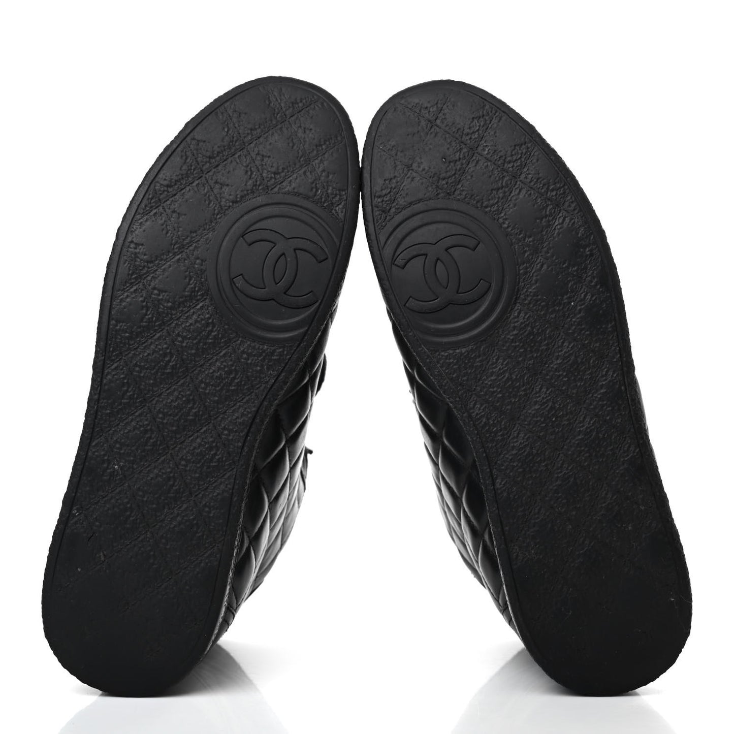 Lambskin Quilted High Top Sneakers 38 Black