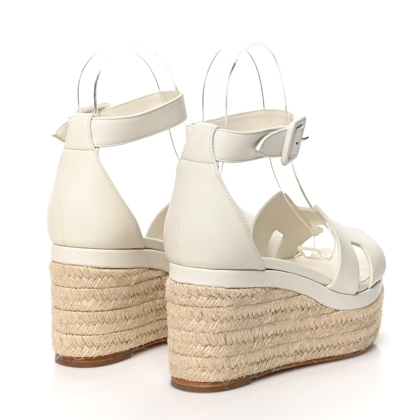 Goatskin Elda Espadrille Wedge Sandals 35 White