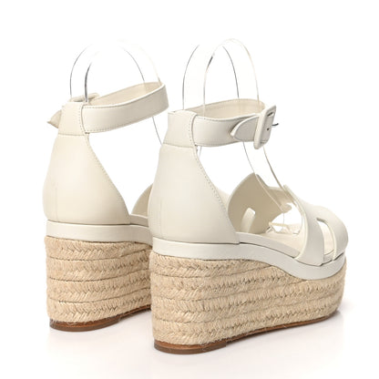 Hermes Goatskin Elda Espadrille Wedge Sandals 35 White 4 of 9
