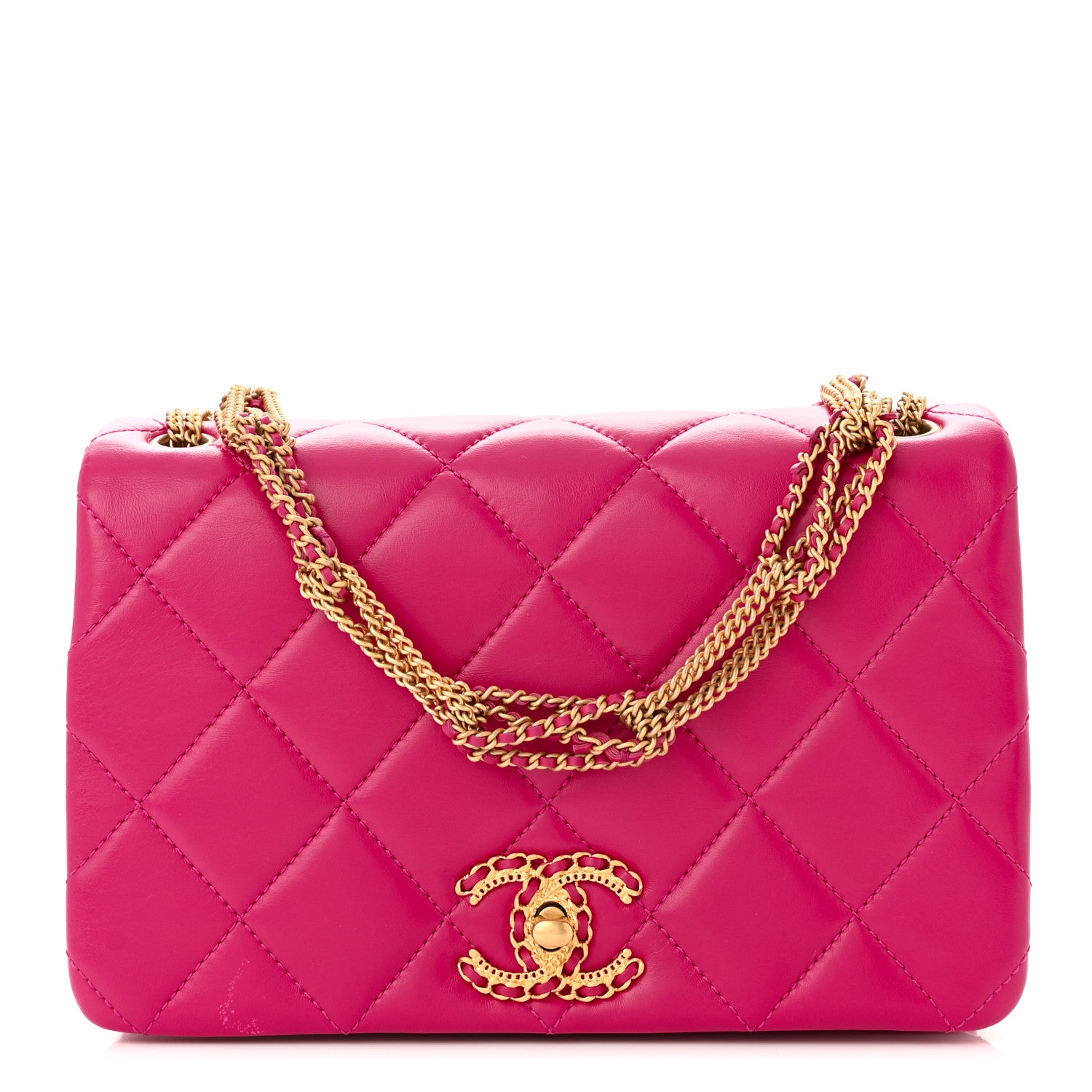 Chanel Lambskin Quilted On And On Small Chain Flap Fuchsia 1 of 12