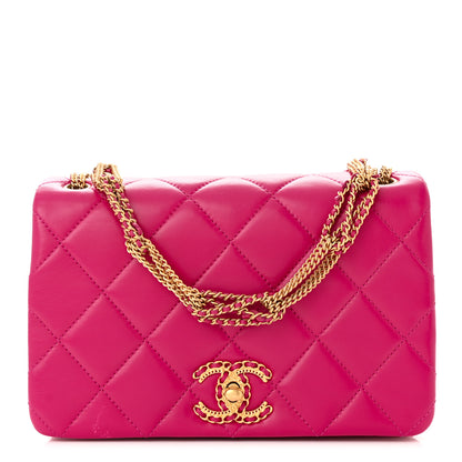 Chanel Lambskin Quilted On And On Small Chain Flap Fuchsia 1 of 12