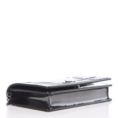 Christian Dior Metallic Patent Micro-Cannage Diorama Wallet on Chain Pouch Black 4 of 9