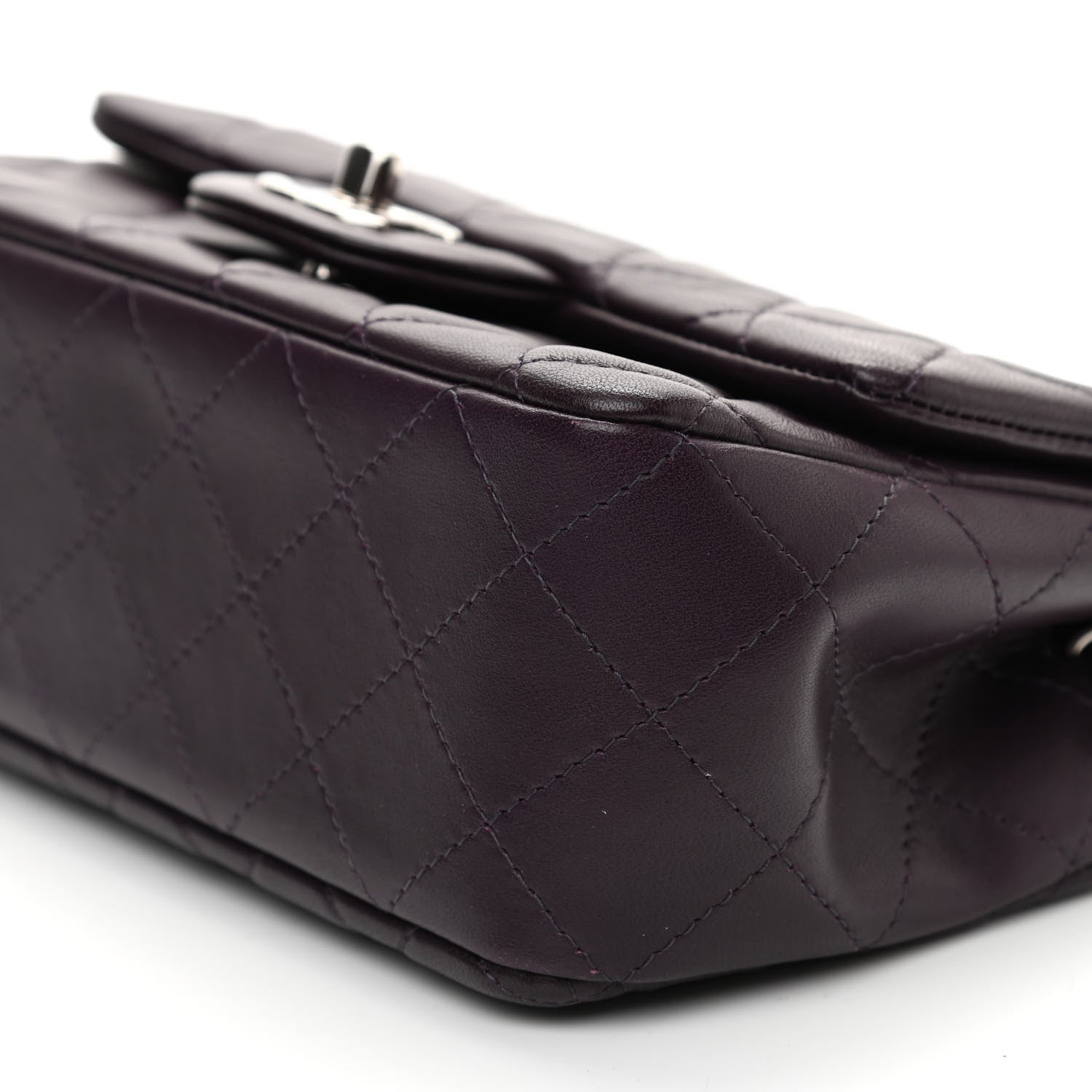 Chanel Lambskin Quilted Mini Rectangular Flap Dark Purple 9 of 9