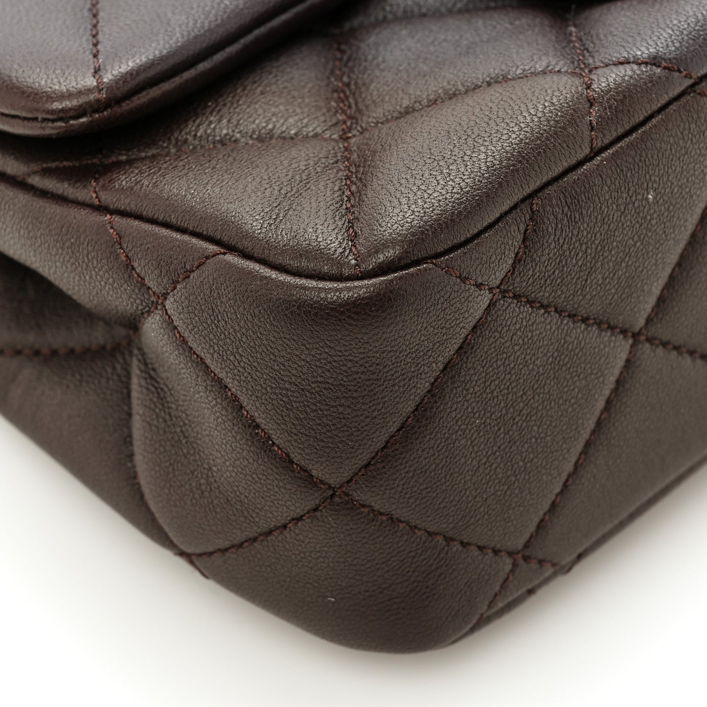 Lambskin Wenge Quilted Mini Fashion Wood Square Flap Brown