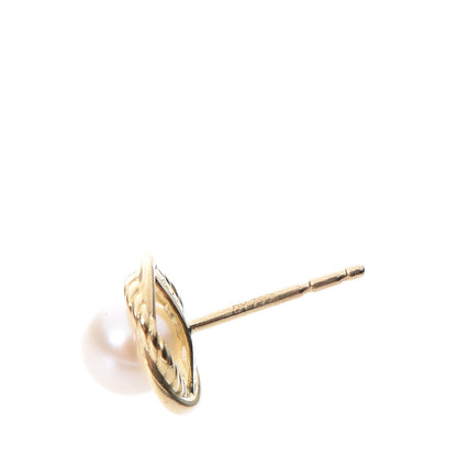 David Yurman 18K Yellow Gold Freshwater Pearl 6mm Infinity Earrings 5 of 7
