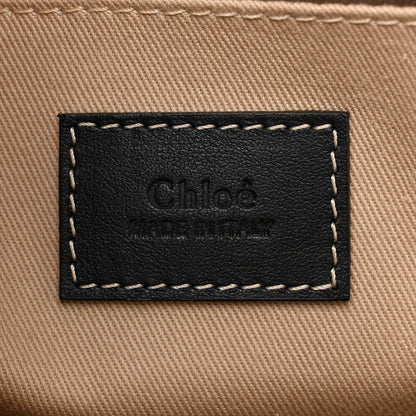 Chloe Cotton Calfskin Medium Woody Ribbon Tote White Black 6 of 10