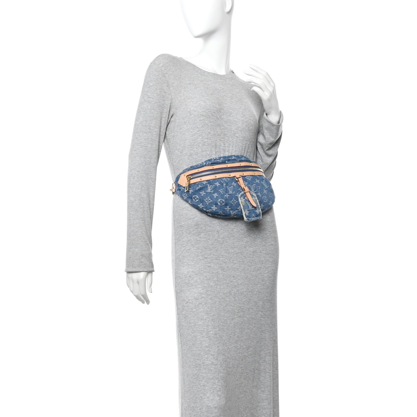 Monogram Denim High Rise Bumbag Blue