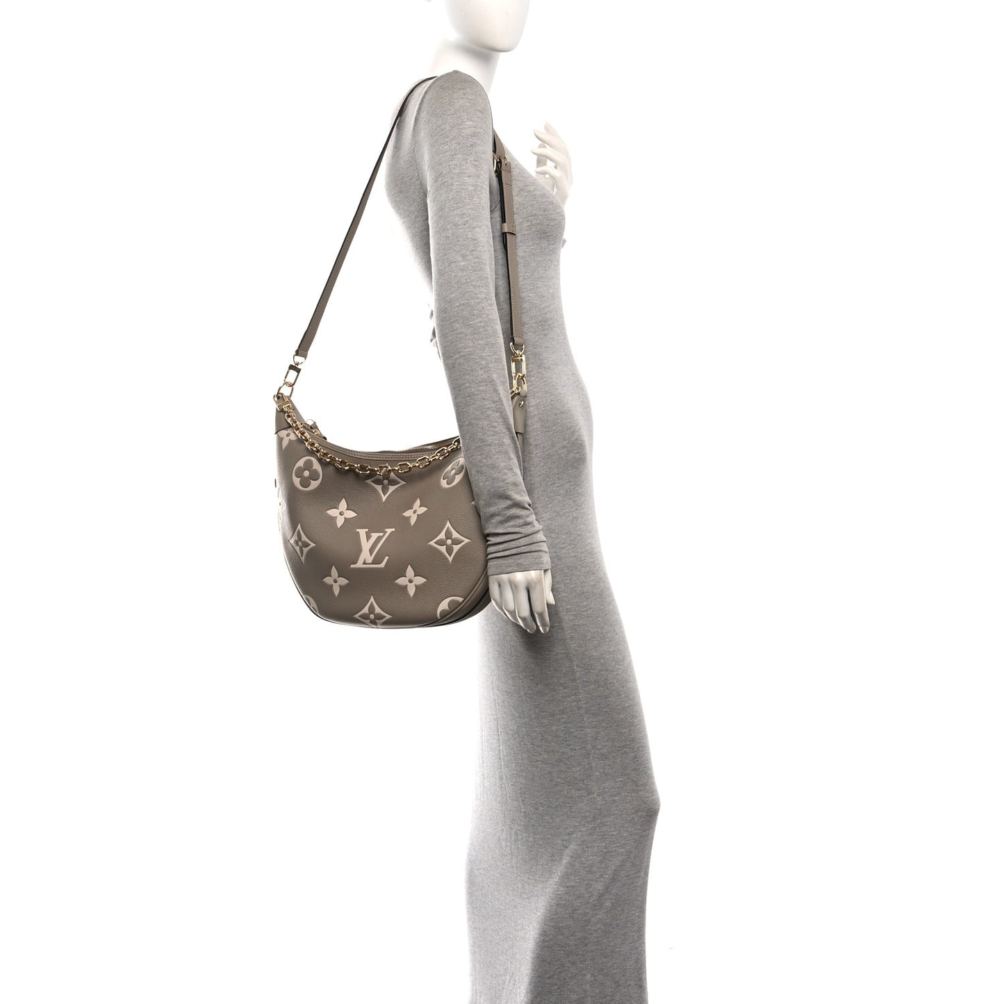 Empreinte Monogram Giant Loop Hobo Dove Gray Cream