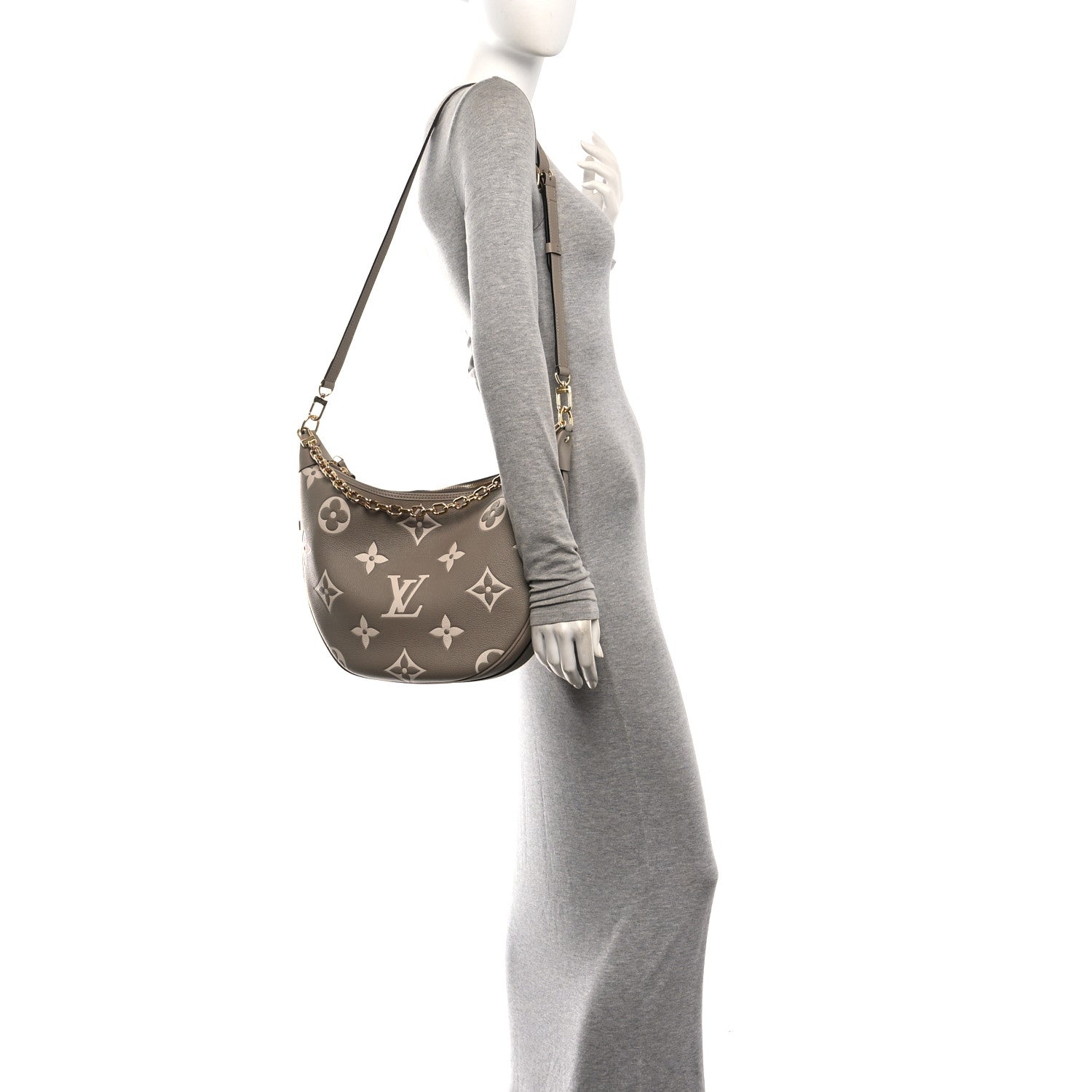 Louis Vuitton Empreinte Monogram Giant Loop Hobo Dove Gray Cream 2 of 13